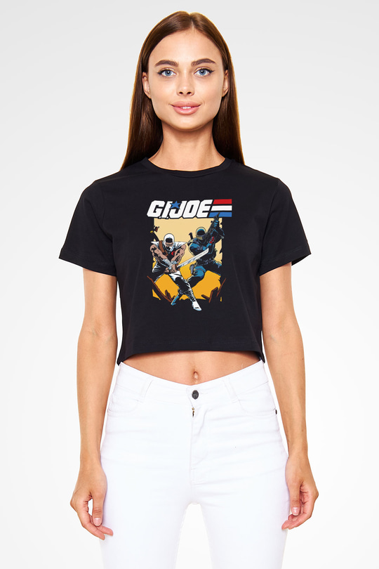 GI JOE Siyah   Crop Top Tişört