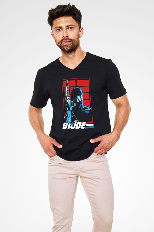 GI JOE Siyah Unisex  V Yaka Tişört