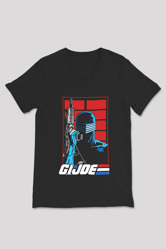 GI JOE Siyah Unisex  V Yaka Tişört