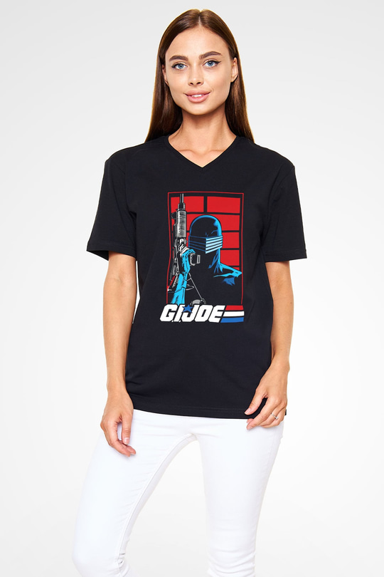 GI JOE Siyah Unisex  V Yaka Tişört