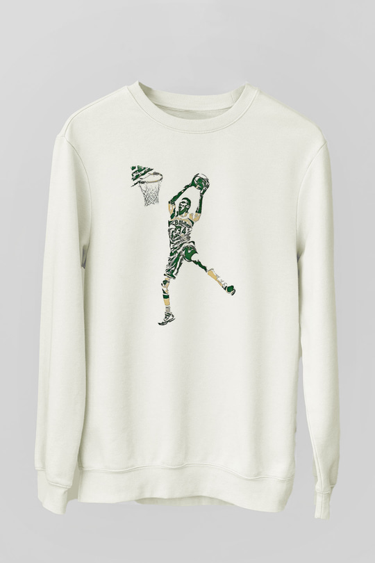 Giannis Antetokounpma Baskılı Beyaz Unisex Sweatshirt