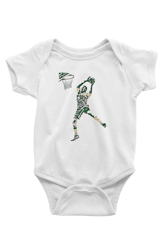 Giannis Antetokounpma Baskılı Beyaz Unisex Bebek Body - Zıbın
