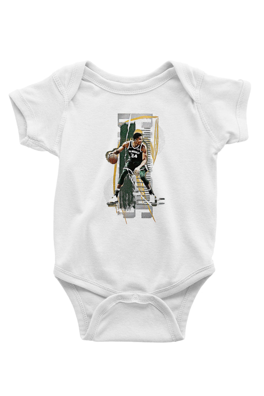 Giannis Antetokounpma Baskılı Beyaz Unisex Bebek Body - Zıbın