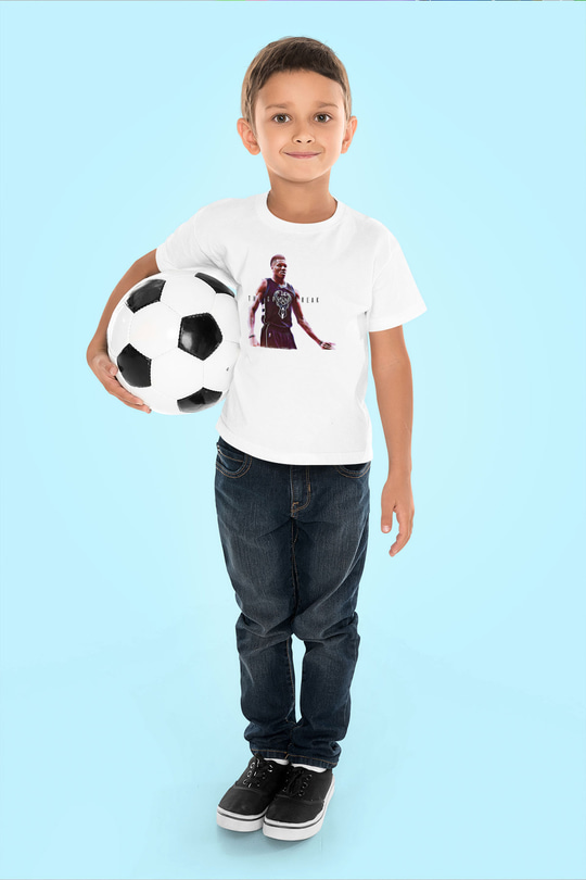 Giannis Antetokounpma Baskılı Beyaz Unisex Beyaz Çocuk Tişört - Tshirt