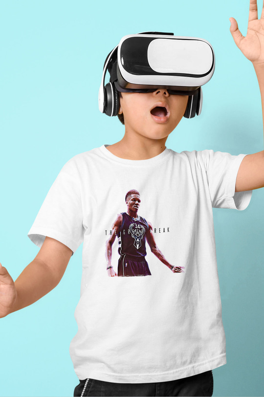 Giannis Antetokounpma Baskılı Beyaz Unisex Beyaz Çocuk Tişört - Tshirt