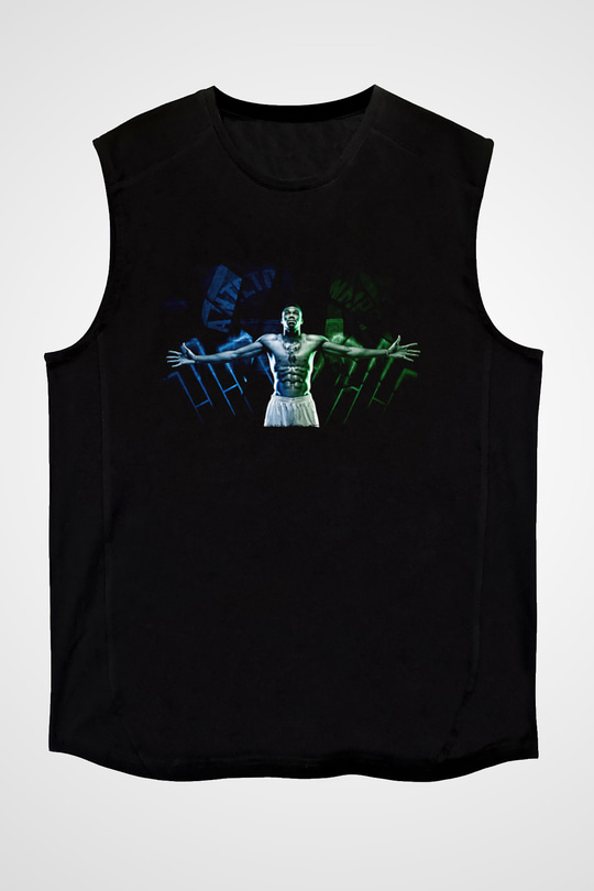 Giannis Antetokounpma Baskılı Unisex Siyah Kolsuz Tişört - Tshirt