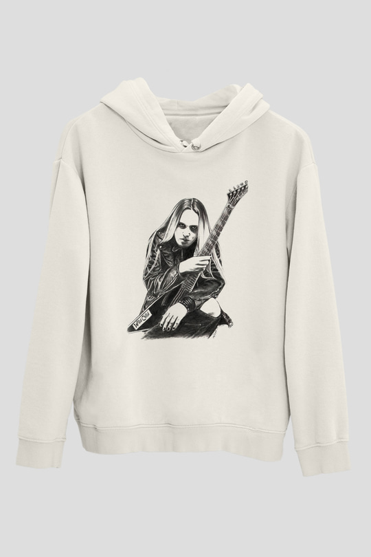 Gitarist Beyaz Unisex Kapüşonlu Sweatshirt