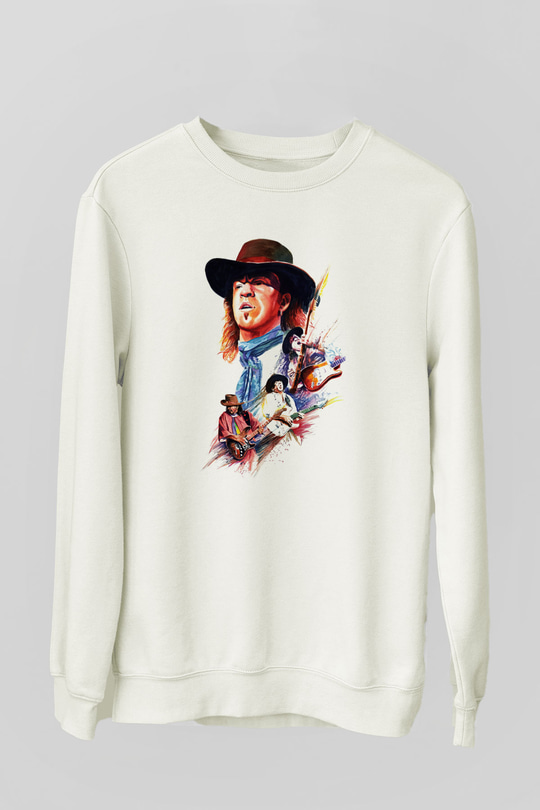 Gitarist Beyaz Unisex Sweatshirt