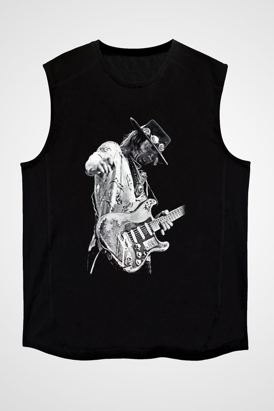 Gitarist Siyah Unisex Kolsuz Tişört
