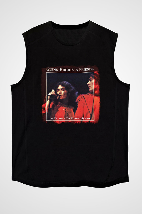 Glenn Hughes Baskılı Unisex Siyah Kolsuz Tişört