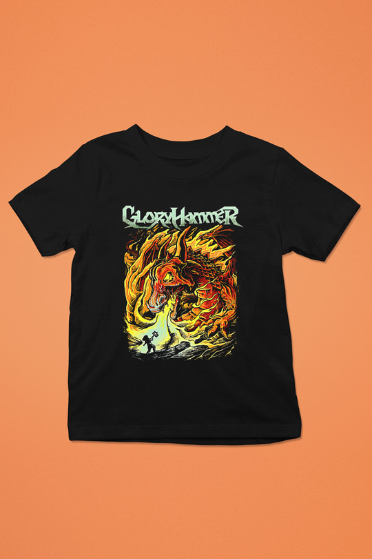 Gloryhammer Baskılı Unisex Siyah Çocuk Tişört - Tshirt