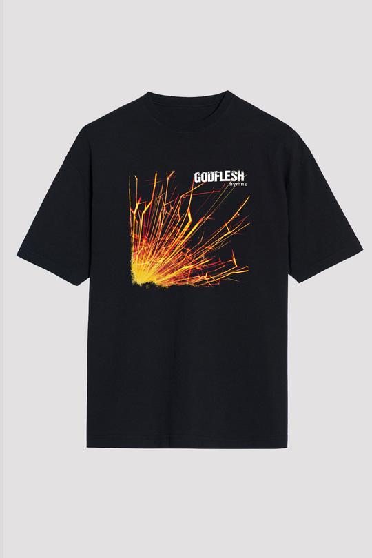 Godflesh Baskılı Unisex Siyah Oversize Tişört
