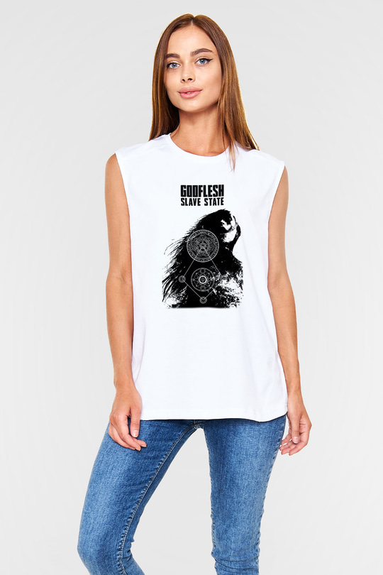 Godflesh Beyaz Unisex Kolsuz Tişört