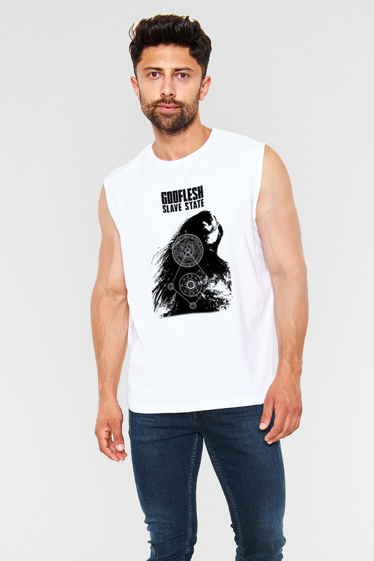 Godflesh Beyaz Unisex Kolsuz Tişört