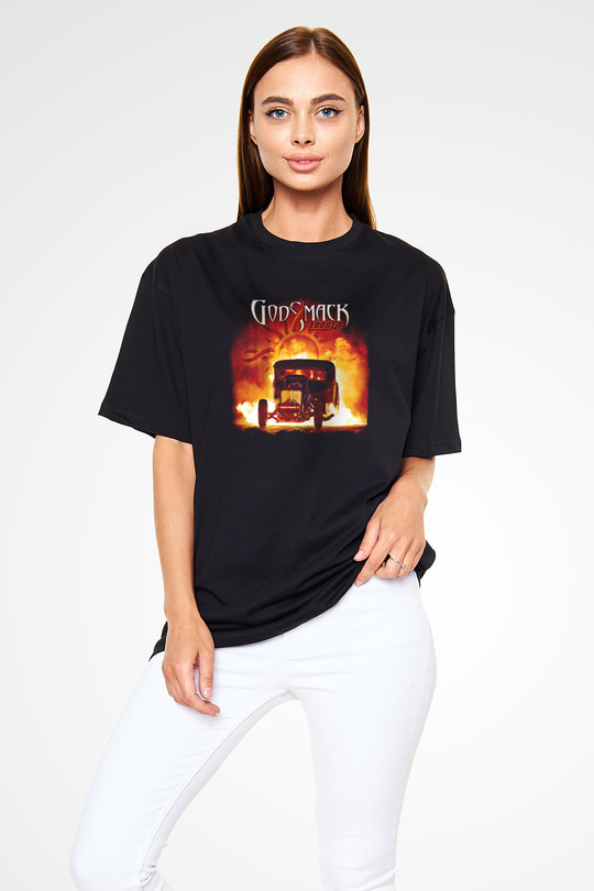 Godsmack Baskılı Unisex Siyah Oversize Tişört