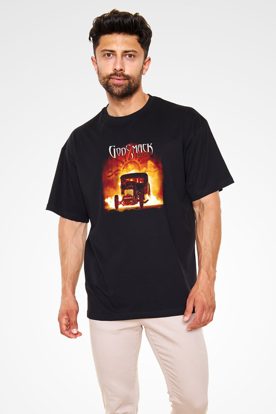 Godsmack Baskılı Unisex Siyah Oversize Tişört