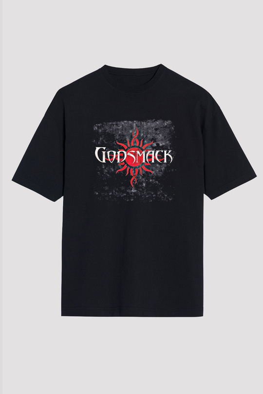 Godsmack Baskılı Unisex Siyah Oversize Tişört