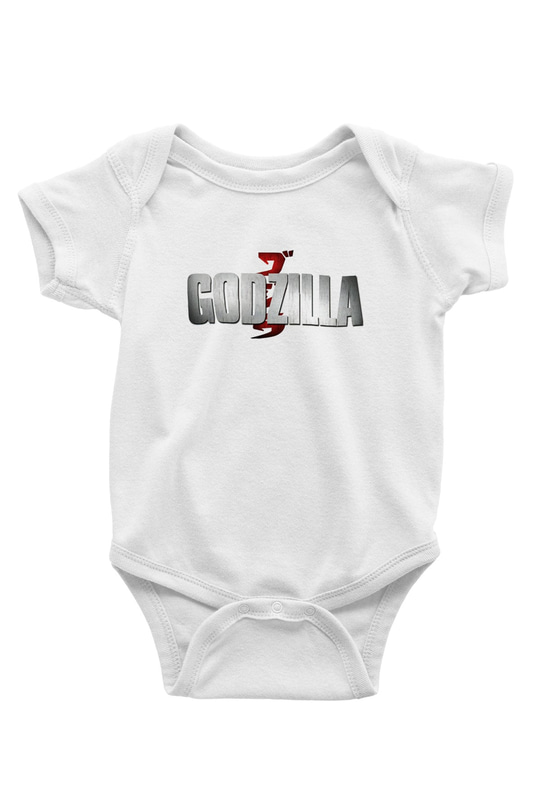 Godzilla Baskılı Beyaz Unisex Bebek Body - Zıbın