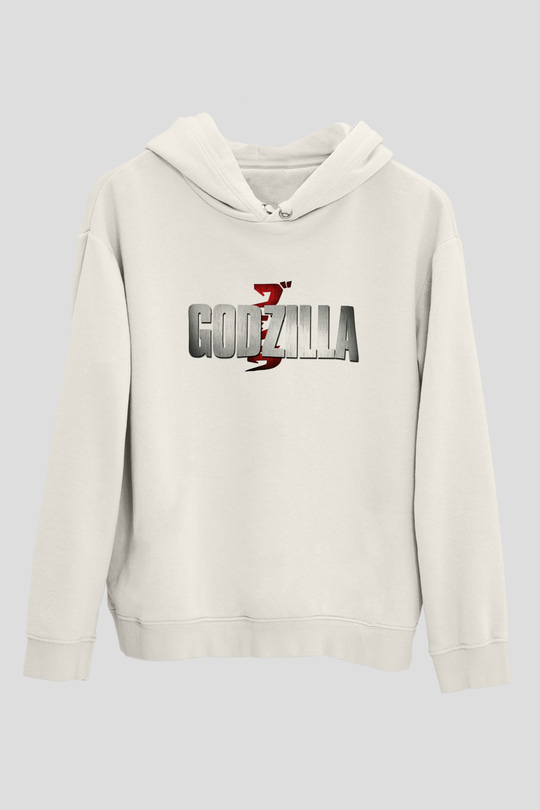 Godzilla Beyaz Unisex Hoodie