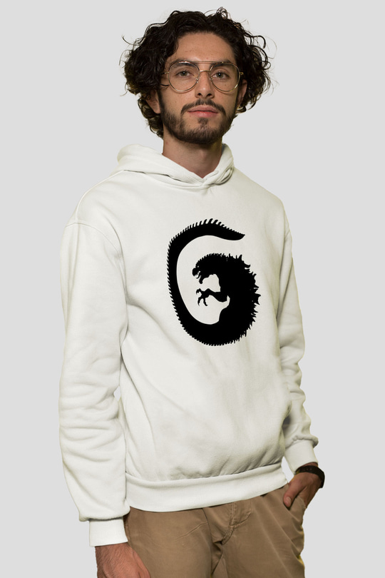 Godzilla Beyaz Unisex Hoodie