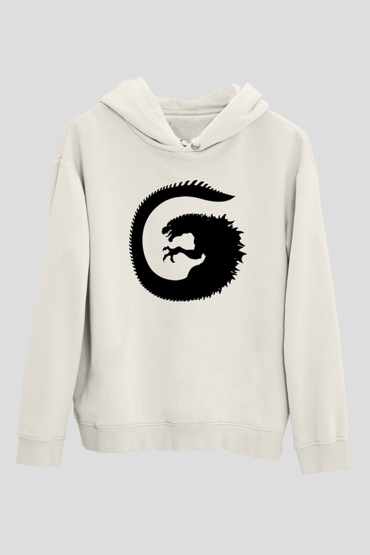Godzilla Beyaz Unisex Hoodie