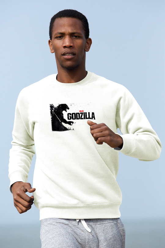 Godzilla Beyaz Unisex Sweatshirt