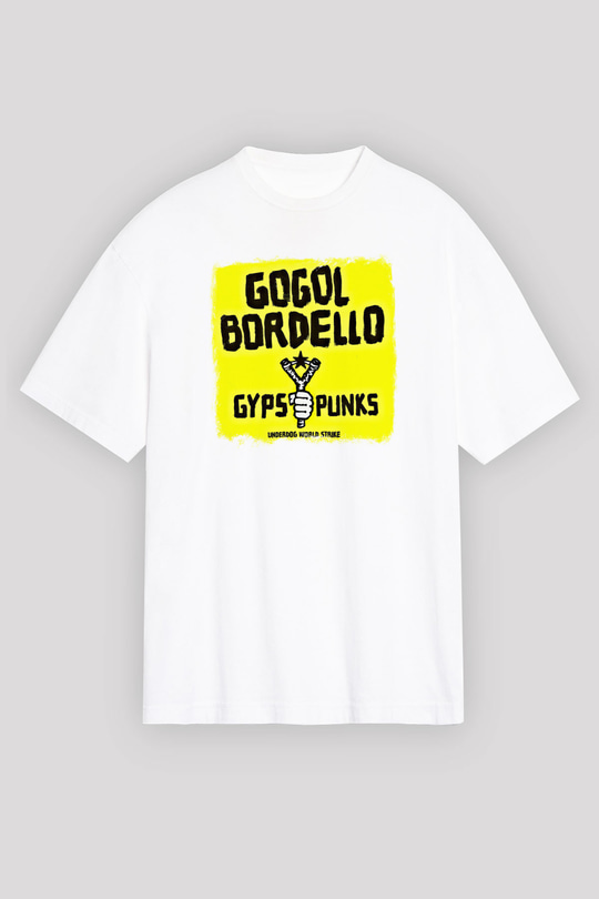 Gogol Bordello Baskılı Unisex Beyaz Oversize Tişört