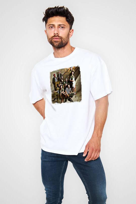 Gogol Bordello Baskılı Unisex Beyaz Oversize Tişört