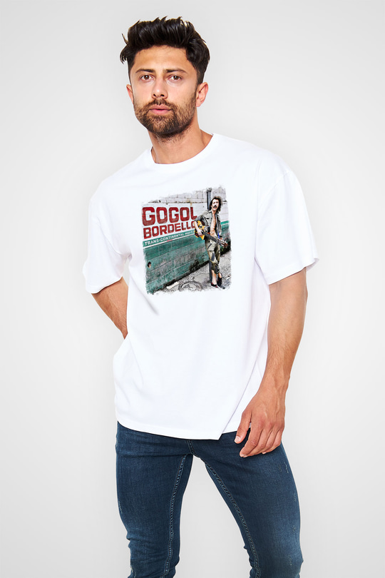 Gogol Bordello Baskılı Unisex Beyaz Oversize Tişört