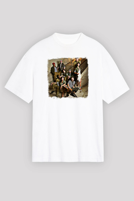 Gogol Bordello Baskılı Unisex Beyaz Oversize Tişört