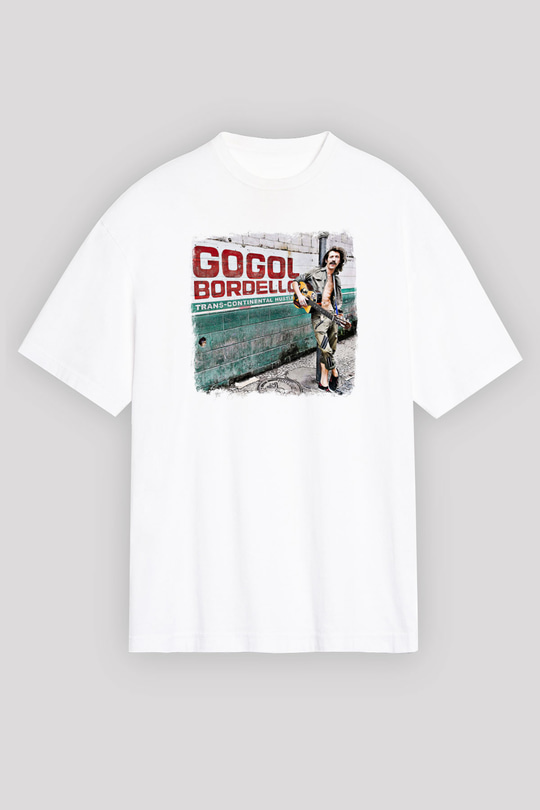 Gogol Bordello Baskılı Unisex Beyaz Oversize Tişört