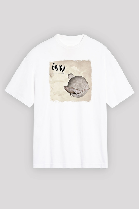 Gojira Baskılı Unisex Beyaz Oversize Tişört