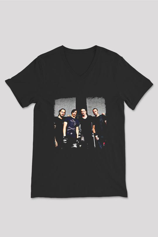 Gojira Baskılı Unisex Siyah V Yaka Tişört