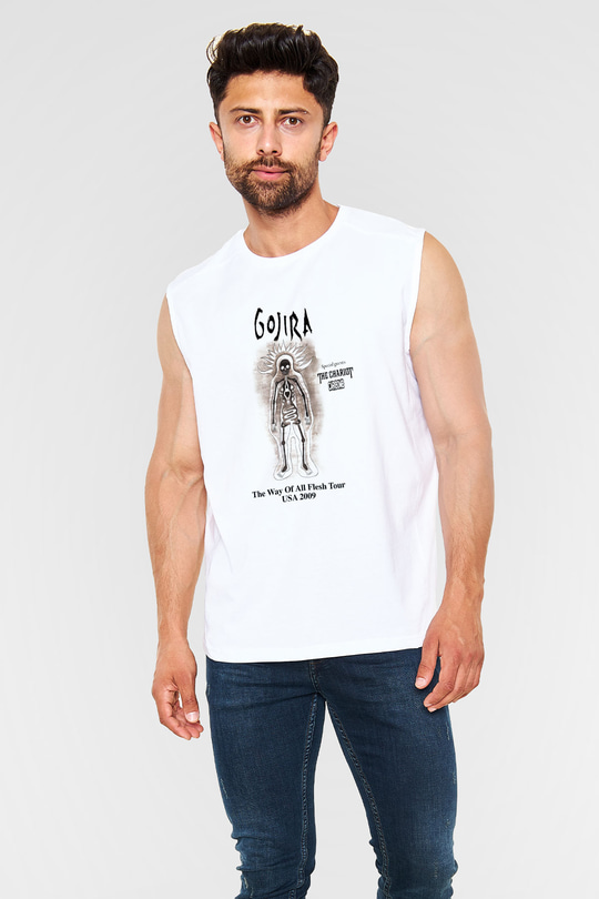 Gojira Beyaz Unisex Kolsuz Tişört