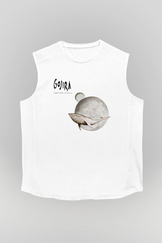 Gojira Beyaz Unisex Kolsuz Tişört