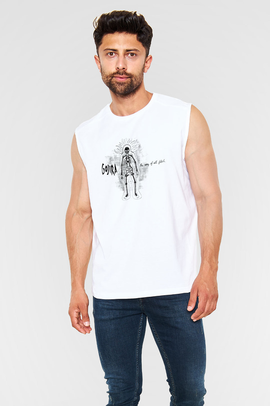 Gojira Beyaz Unisex Kolsuz Tişört