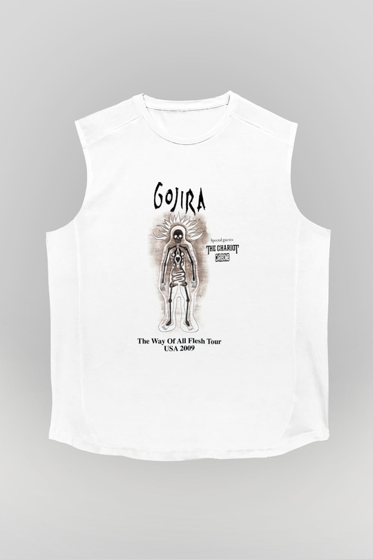 Gojira Beyaz Unisex Kolsuz Tişört