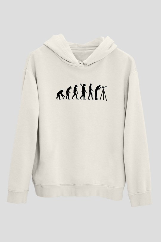 Gökbilimci Beyaz Unisex Kapüşonlu Sweatshirt