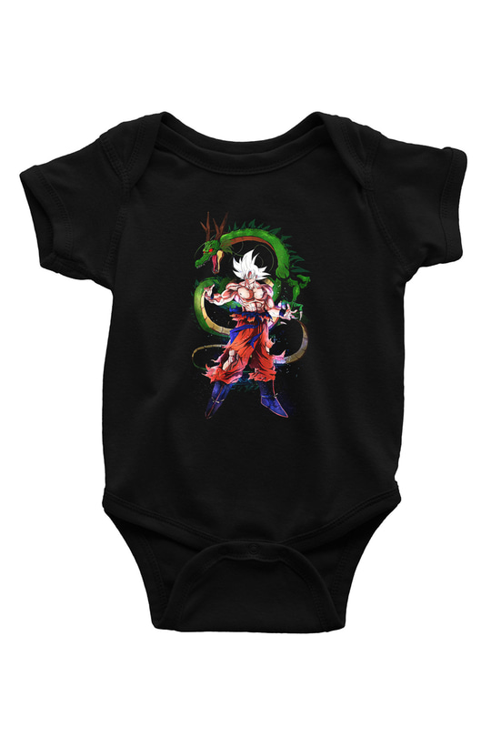 Goku Baskılı Unisex Siyah Bebek Body - Zıbın