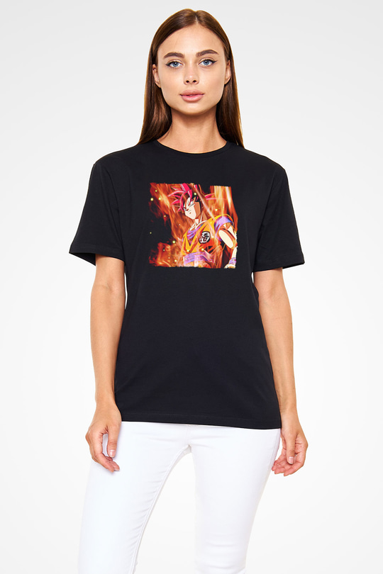 Goku Baskılı Unisex Siyah Tişört - Tshirt