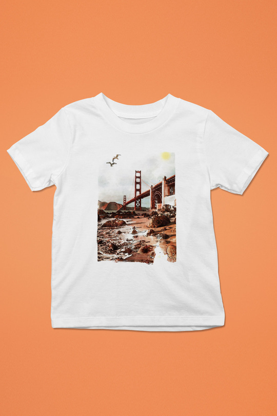 Golden Gate Bridge Beyaz Unisex Çocuk Tişört