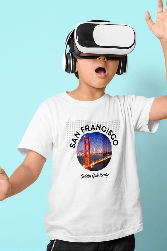 Golden Gate Bridge Beyaz Unisex Çocuk Tişört
