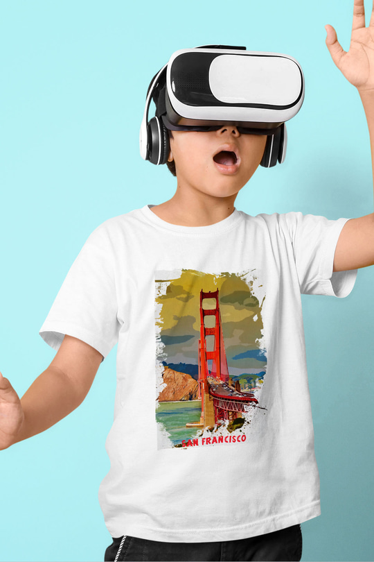 Golden Gate Bridge Beyaz Unisex Çocuk Tişört