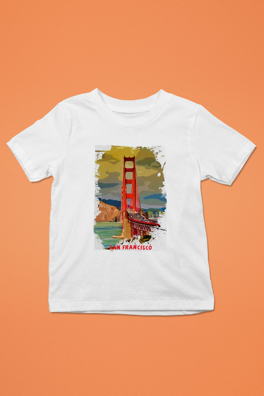 Golden Gate Bridge Beyaz Unisex Çocuk Tişört