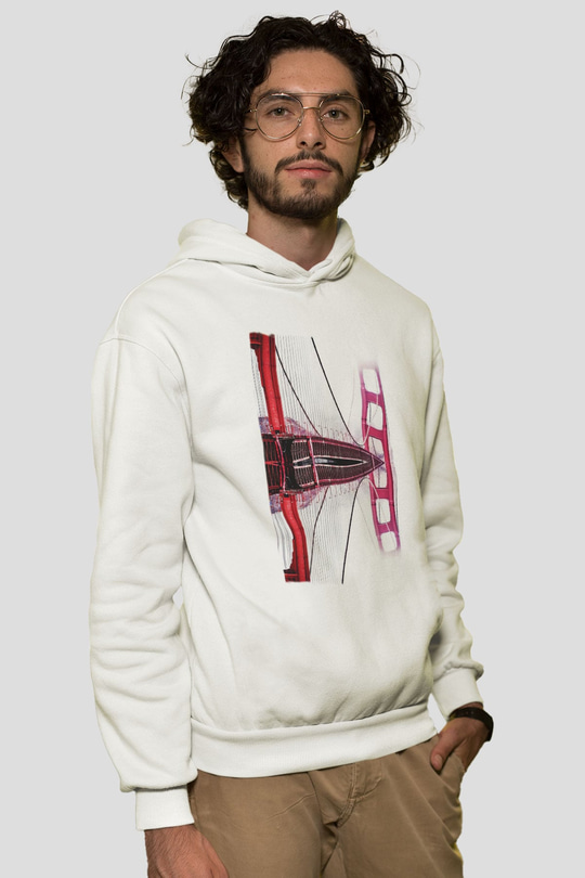 Golden Gate Bridge Beyaz Unisex Hoodie