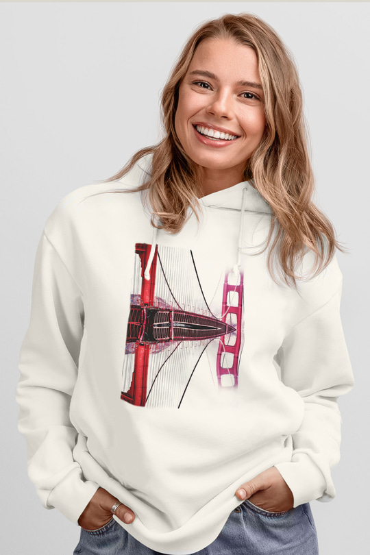 Golden Gate Bridge Beyaz Unisex Hoodie