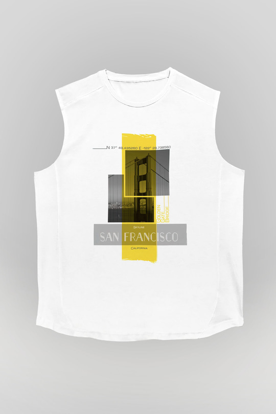Golden Gate Bridge Beyaz Unisex Kolsuz Tişört