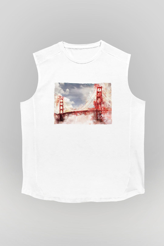 Golden Gate Bridge Beyaz Unisex Kolsuz Tişört