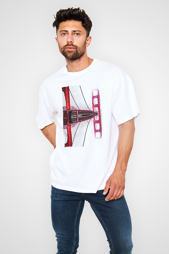 Golden Gate Bridge Beyaz Oversize Tişört Oversize T-shirt - TişörtFabrikası