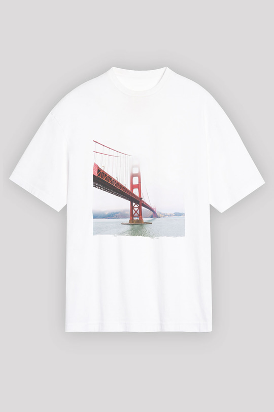 Golden Gate Bridge Beyaz Oversize Tişört Oversize T-shirt - TişörtFabrikası